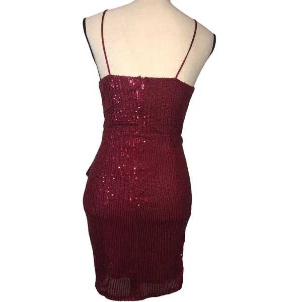 Cocktail Dress Size S Red Sparkle Sequined Party Cocktail Disco Wedding Guest - Image 2