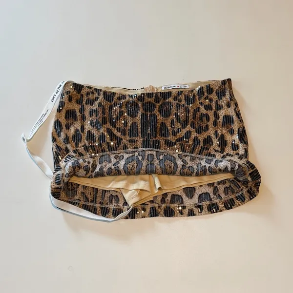Lucy in the Sky Sequin Mini Skort in Cheetah Print - Image 5