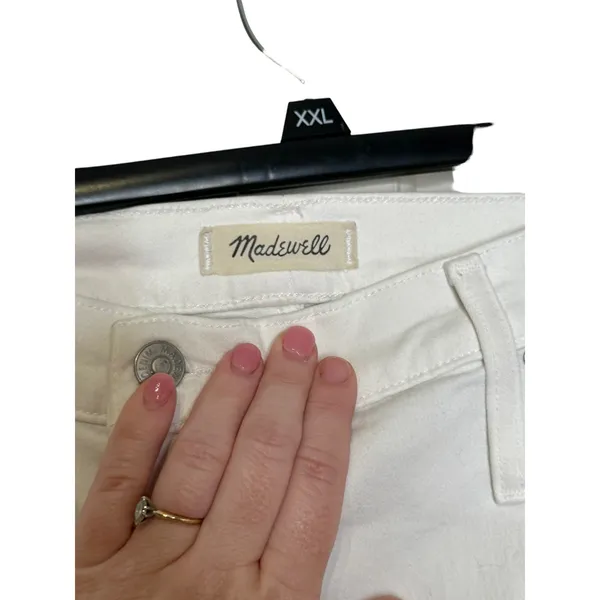 Madewell Women's Jeans‎ Ripped Skinny Cropped 9” High-Rise Denim White Size 36 - Image 4