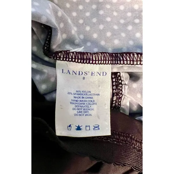 Land’s End Halter Tankini Top Bathing Suit Black White Polka Dot Women’s Size 8 - Image 3