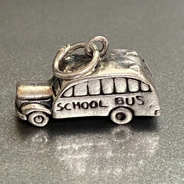 Vintage 925 Sterling Silver 3D School Bus Charm - Image 2