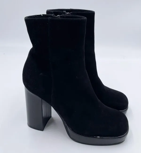 Jeffrey Campbell Mary Kate Ankle Platform Booties Black Suede Size 7 Free People - Image 2