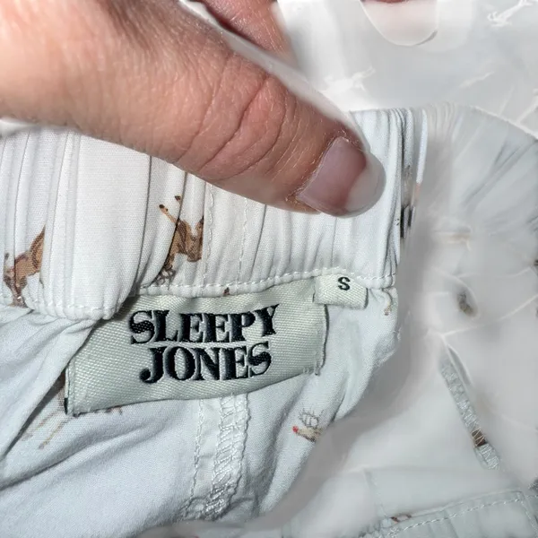 Sleepy Jones Women's Pajama‎ Set Size S Deer Print White Red Trim Sleepwear - Image 8