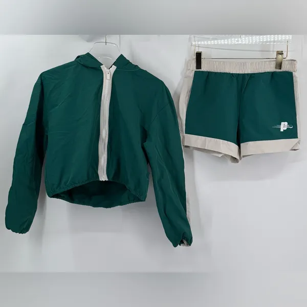 Prince Green Jacket Windbreaker Zip Hooded Cropped and shorts‎ Logo Size xs - Image 5