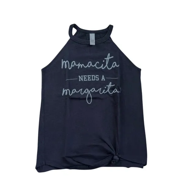 District Mamacita Needs a Margarita Tank‎ Top, Women's Small Black Halter - Image 4