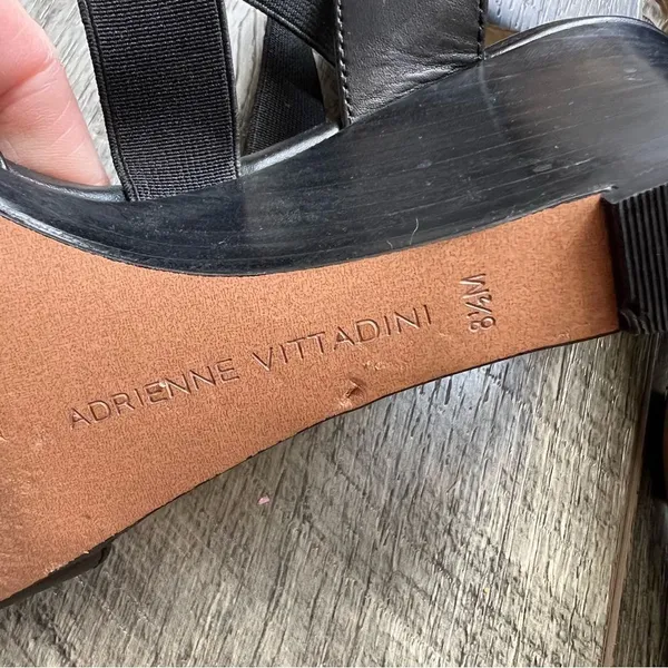 ADRIENNE VITTADINI Rheanne Black Wedge Strappy Sandals Size 8.5 Fine Leather - Image 5