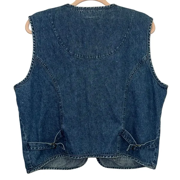 Vintage‎ Haggar Denim Utility Vest Large Blue Zip Front Workwear Pockets 90s - Image 2