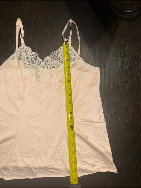 Vanity Fair Vintage Y2K Blush Pink Satin Lace Trim Cami Tank Top Romantic - Image 5
