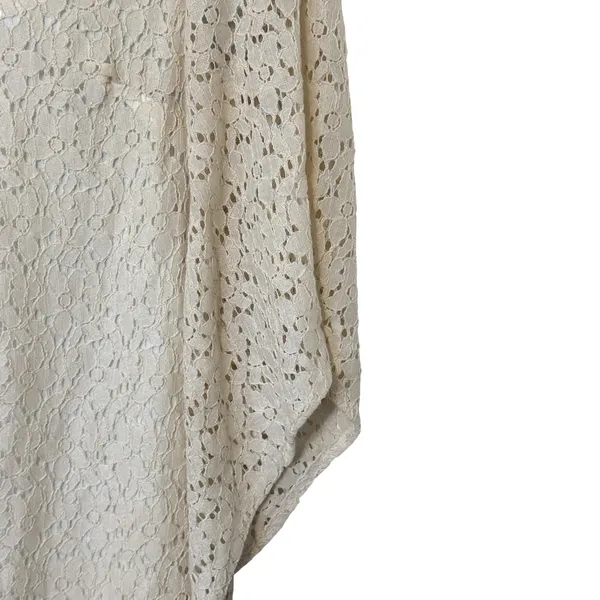 BUDDYLOVE Cream Floral Lace Kaftan Dress Fringe Hem Boho Kimono Sleeve EUC Small - Image 4