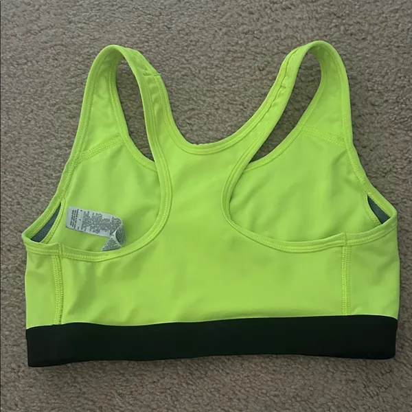 Nike Neon Lime Racerback Sports Bra with Black Band - Image 2