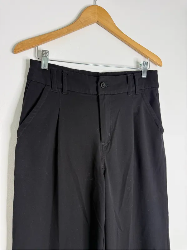 American Eagle Super High Rise Wide Leg Pants Size 8 Black Stretch Trousers - Image 3