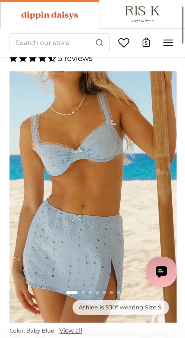 Dippin’ Daisy’s Charmed Slit Mini Skirt in Baby Blue - Image 2