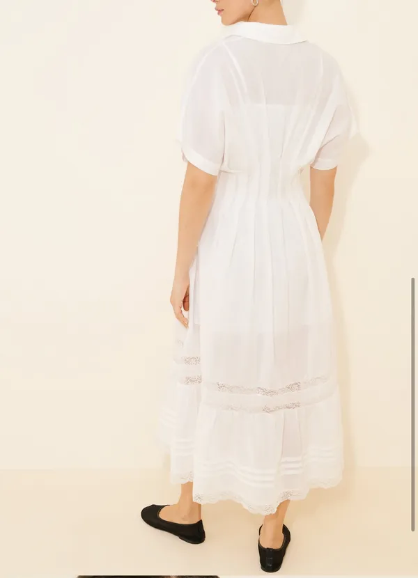Nuuly White Collar Cottage Midi Dress - Image 2