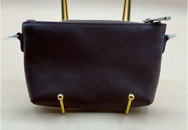 A Very Beautiful New Mina Baie Los Angeles Brown Pebbled Leather Small Zip Pouch - Image 3