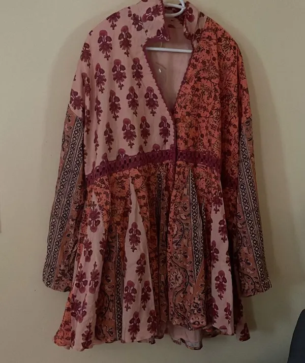 Free People Hazy Baby Mini Dress In Pink Rose Combo Large Nwot - Image 8