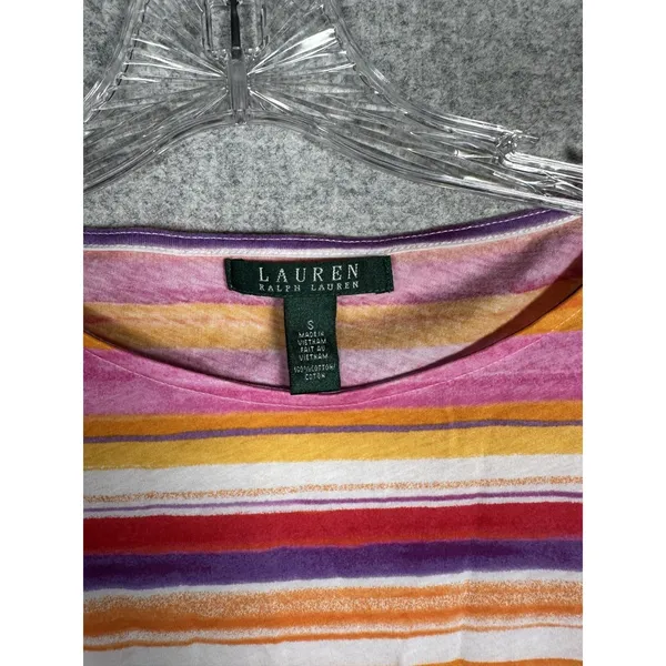 Lauren Ralph Lauren Small Womens Top Striped Southwest Tie Boho‎ Cap Sleeve - Image 2