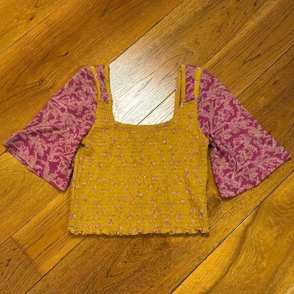 Free People Marigold Tee in Golden Combo Size Small - Image 8