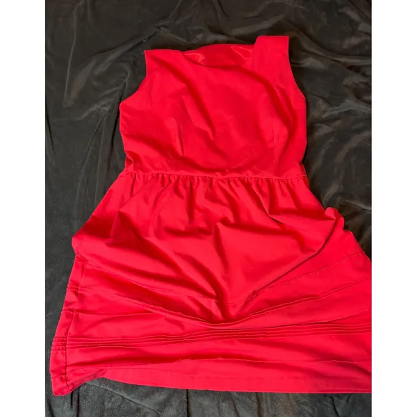 Cynthia Rowley Red Sleeveless Pintuck Fit and Flare Cocktail Dress Large - Image 6