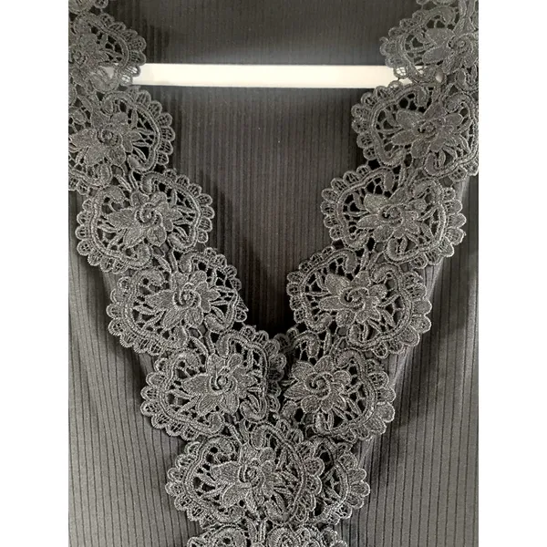Lulu's Come Back To You Black Lace Long Sleeve Bodysuit S - Image 7
