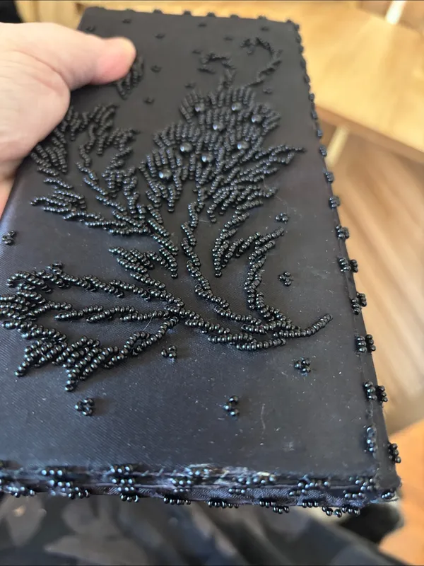 Black Beaded Floral Evening Clutch - Image 3