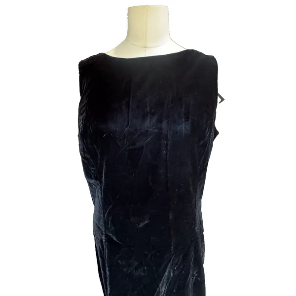 VTG Scott McClintock Black Velvet Maxi Dress Sz 12 USA Made Sleeveless Slit - Image 7
