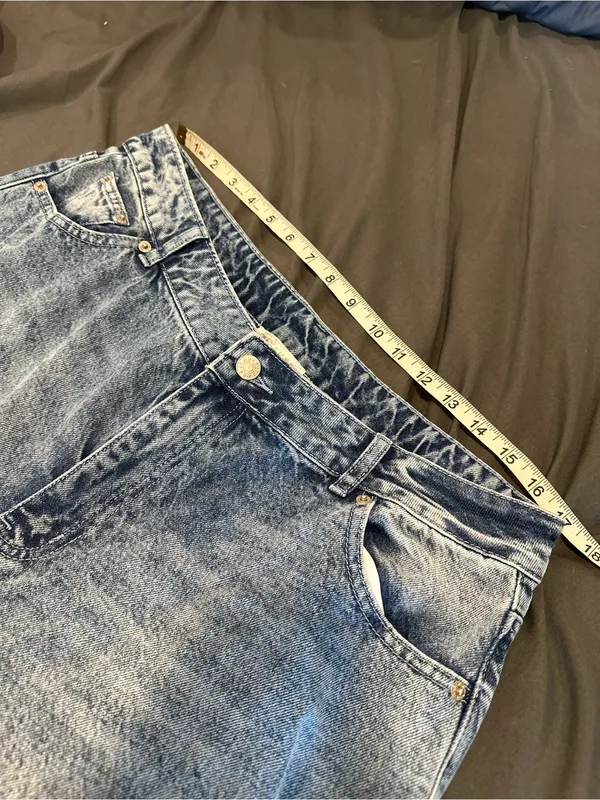 Riley & James Extra Wide Leg Baggy Y2K Wing Pocket Jeans SzXL Indie Punk Grunge. - Image 4
