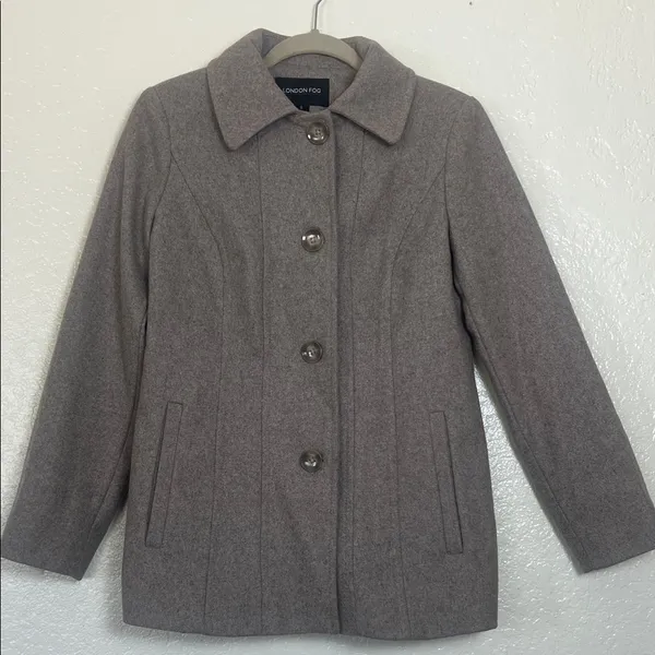 London Fog Women's Classic Gray Pea Coat Size‎ S - Image 5