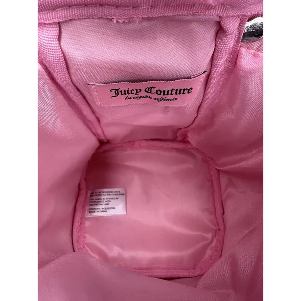 Juicy Couture Top Handle Bag Womens Small Pink Heart Love Print Travel Zip - Image 4