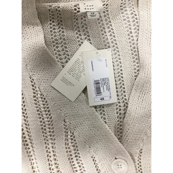 A New Day Cream Pointelle Knit Button Front Cardigan Plus Size 4X NEW. - Image 3