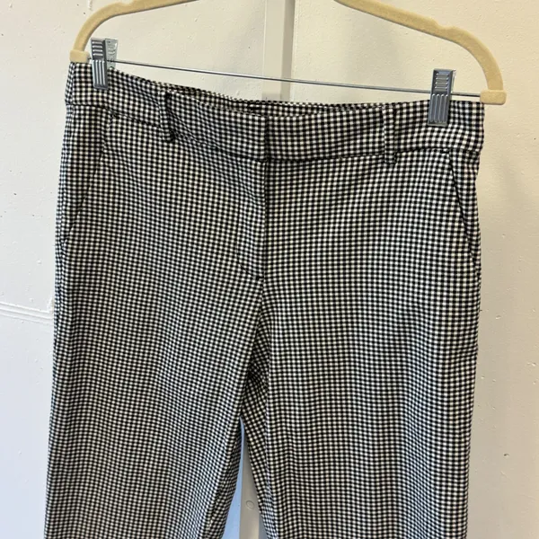LOFT The Riviera Slim Gingham Houndstooth Pants Black White Check Cropped Size 8 - Image 3