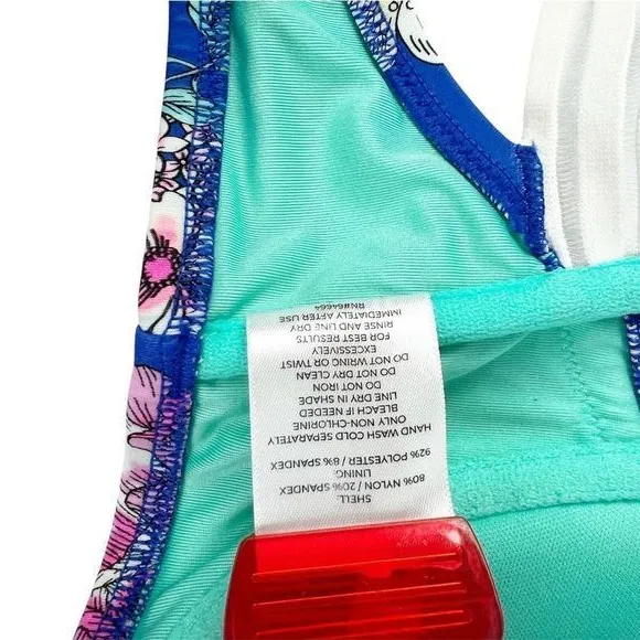 Shade & Shore Blue Floral Strapless Underwire Push-up Swim Bikini‎ Top Size 36C - Image 6