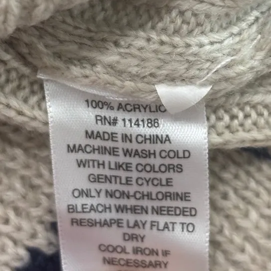 ANA A New Approach Striped Crew Neck Sweater Oatmeal Navy Blue Medium NWT‎ - Image 8