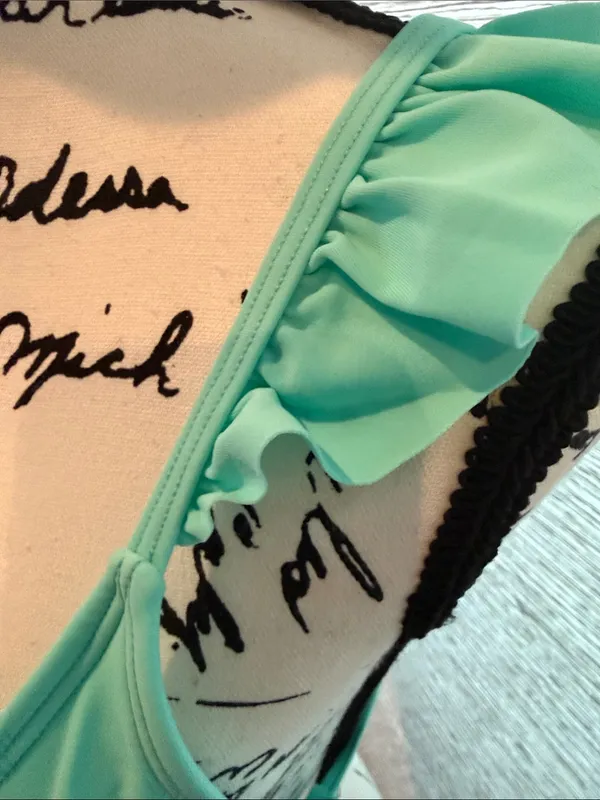 HALARA Mint Green Ruffle Tie-Back Triangle Strap Bikini Top - Image 5