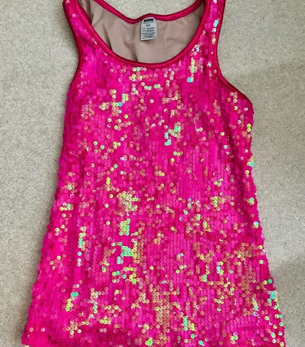 Balera Pink Sequin Tank Top Dance Costume - Image 2