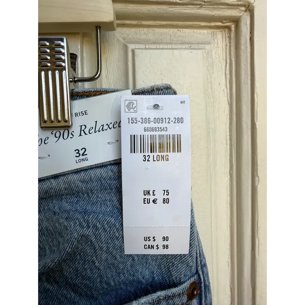 Abercrombie & Fitch The 90s Relaxed Jean High Rise Light Wash Blue Size 32 Long - Image 5