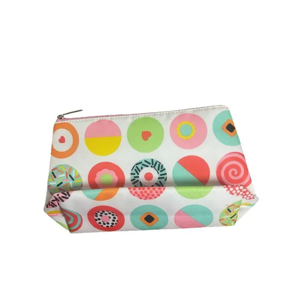Clinique Cosmetic Bag Donut Pattern Zipper Pouch Pink Interior Makeup Case - Image 8