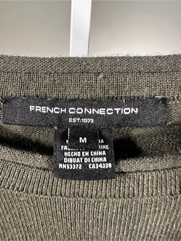 P298. French Connection Olive Green Knit Long Sleeve Sweater - Image 2