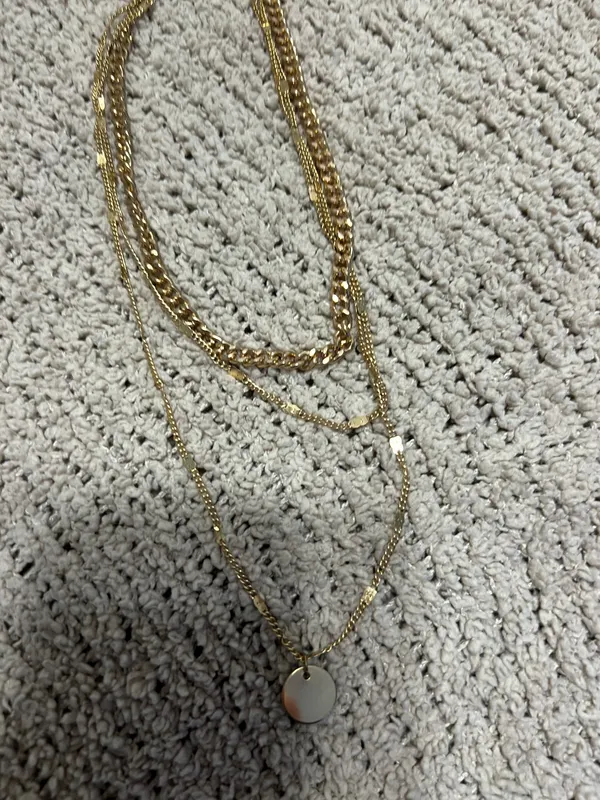 Gold layered necklace with a charm #layerednecklace #jewelry - Image 2