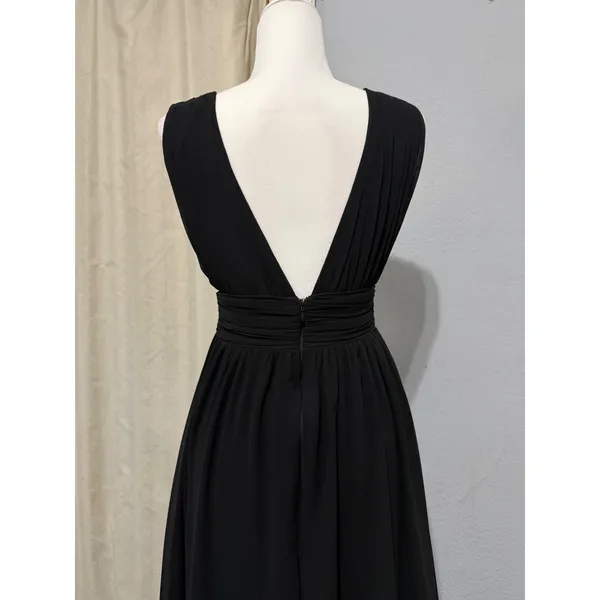 Lulus Maxi Dress XS Heavenly Hues Black Deep V-Neck Side Slit Gown Prom Romantic - Image 14