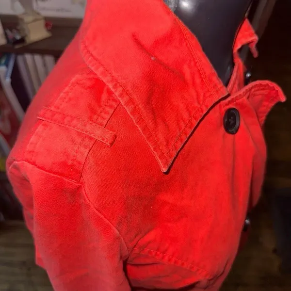 Old Navy bright red lightweight peacoat L minimalist trench coat - Image 2