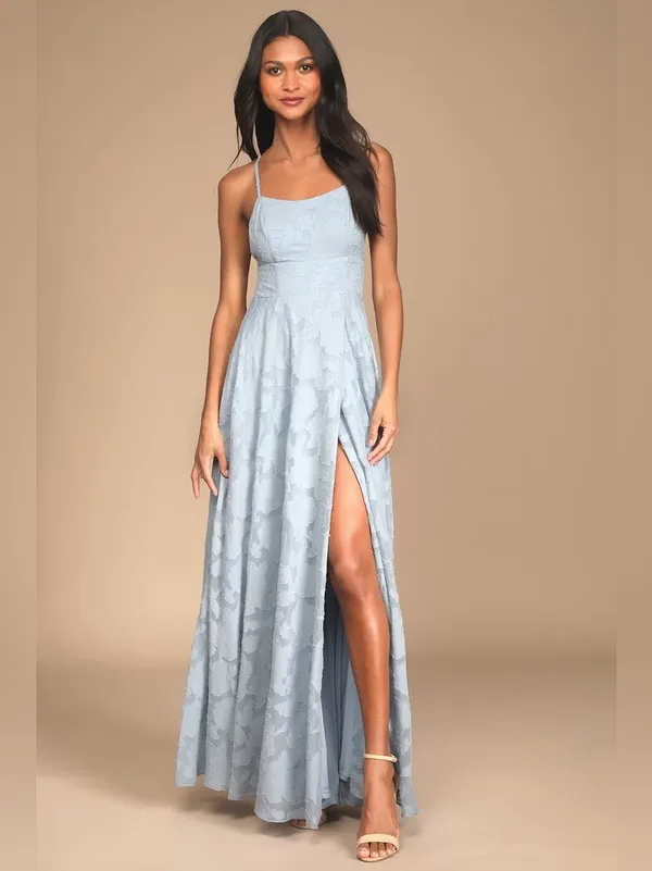 Lulu's Let There Be Romance Slate Blue Burnout Floral Maxi Dress - Image 4