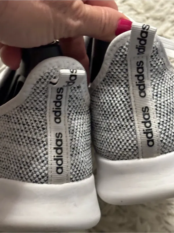 adidas Cloudfoam Sneakers Women’s Size 6.5 Grey and White Knit Lace-Up Sneakers - Image 12