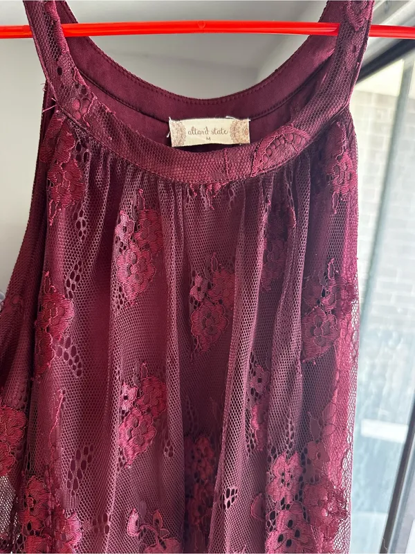 Altar'd State Maroon Lace Mini Dress - Image 3