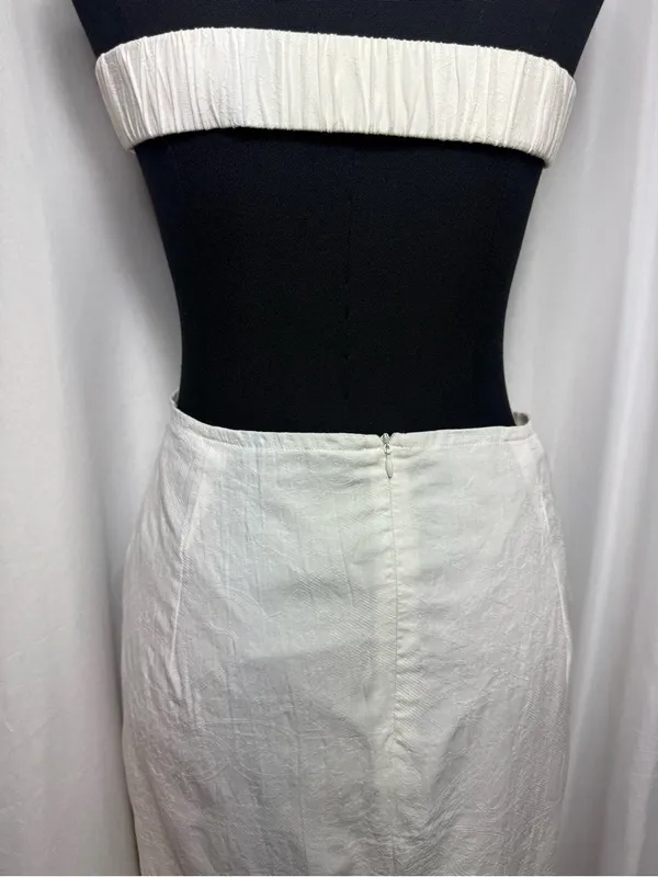 Strapless White Twist-Front party fit wedding Cutout Midi Dress vacation Large - Image 11