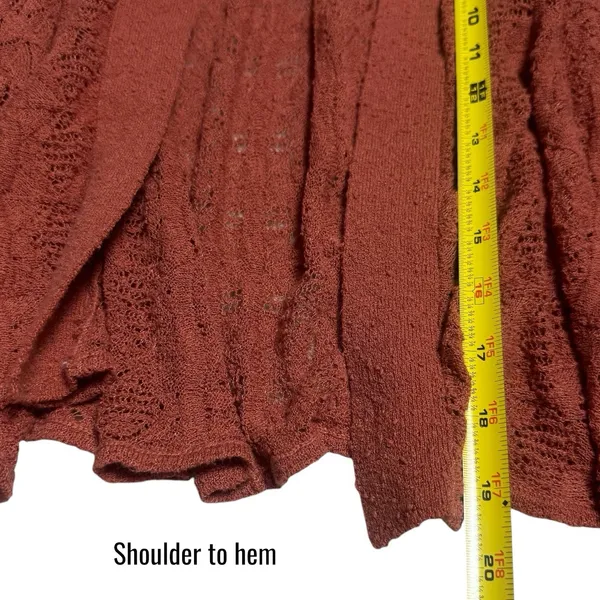 Anthropologie Shelby Pointelle Cardigan Rust Boho Travel Comfort Cottagecore L - Image 10