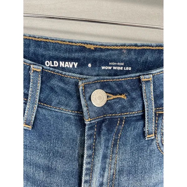 Old Navy Womens Jeans Wow Wide Leg High Rise Medium Wash Blue 6 - Image 4