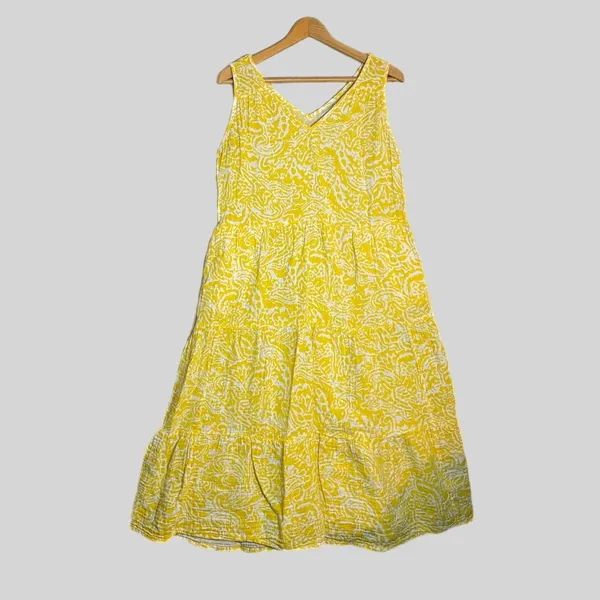 Sonoma Goods for Life Women's Yellow Tiered V-Neck Midi Dress Large‎ Coastal - Image 3