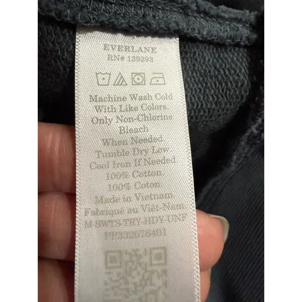 EVERLANE Green Cotton Pullover Hoodie Sweatshirt Women's Size M split at‎ side - Image 5