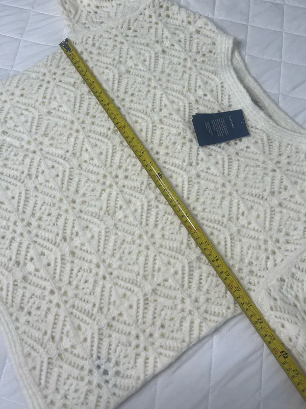 Universal Threads Ivory Crochet Knit Sweater Boho Cottagecore Soft Girl Top Sz M - Image 5
