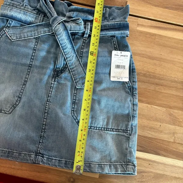 NWT Free People Splendor In The Grass Denim Paperbag Waist Skirt 4 - Image 6